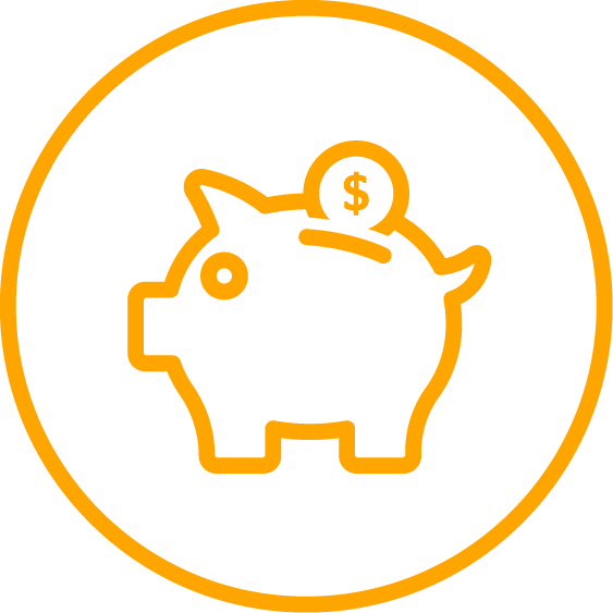 Digital Solutions Icon Efficiency Icon with a piggy bank