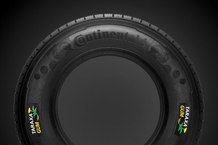(foto de pneu de carga feito com borracha de dente de leão)