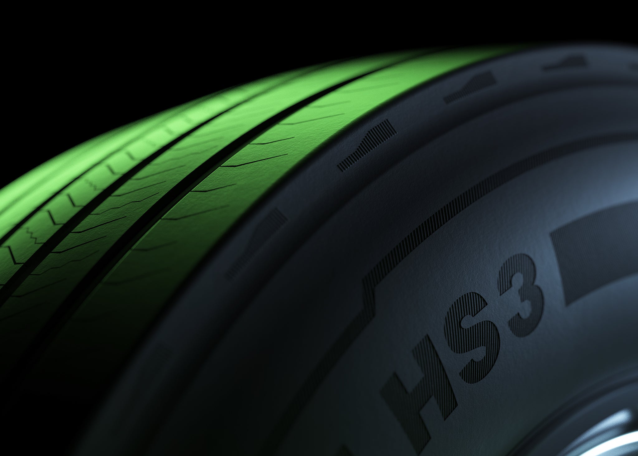 (foto artística de pneu de caminhão de baixa resistência ao rolamento - HS3)