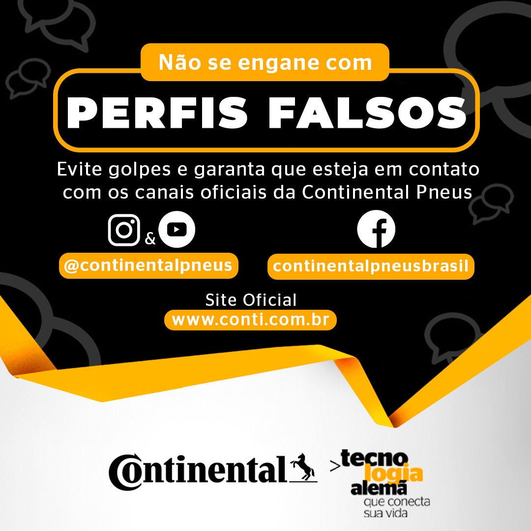 (imagem de postagem sobre canais oficiais da Continental Pneu para evitar golpe)