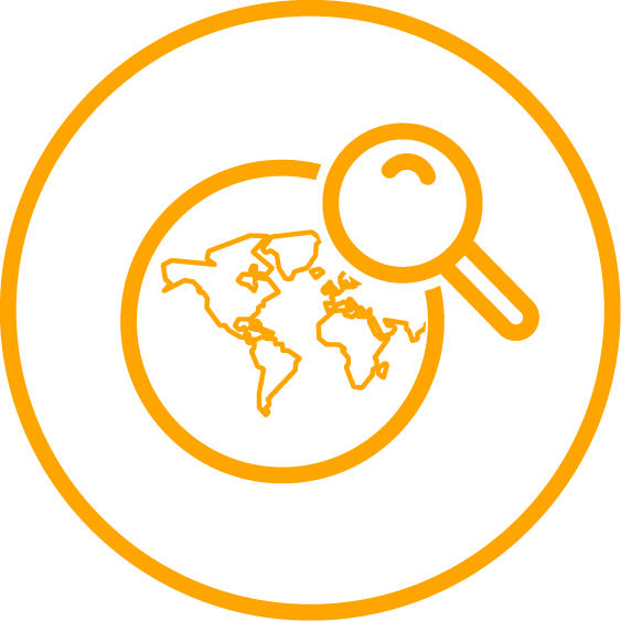 Digital Solutions Icon Environment Magnifying glass and globe