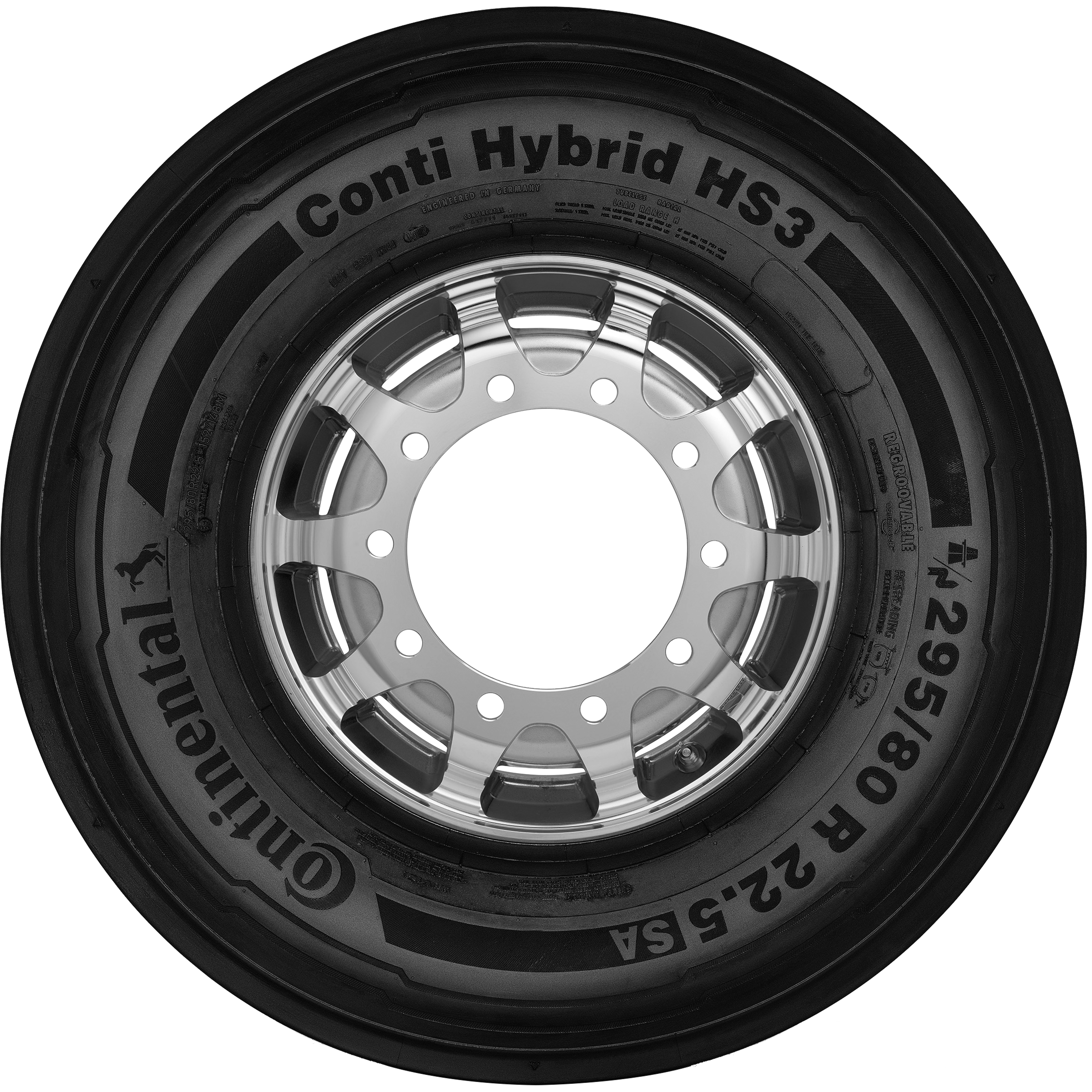 (foto do pneu Conti Hybrid 295/80 R22.5)