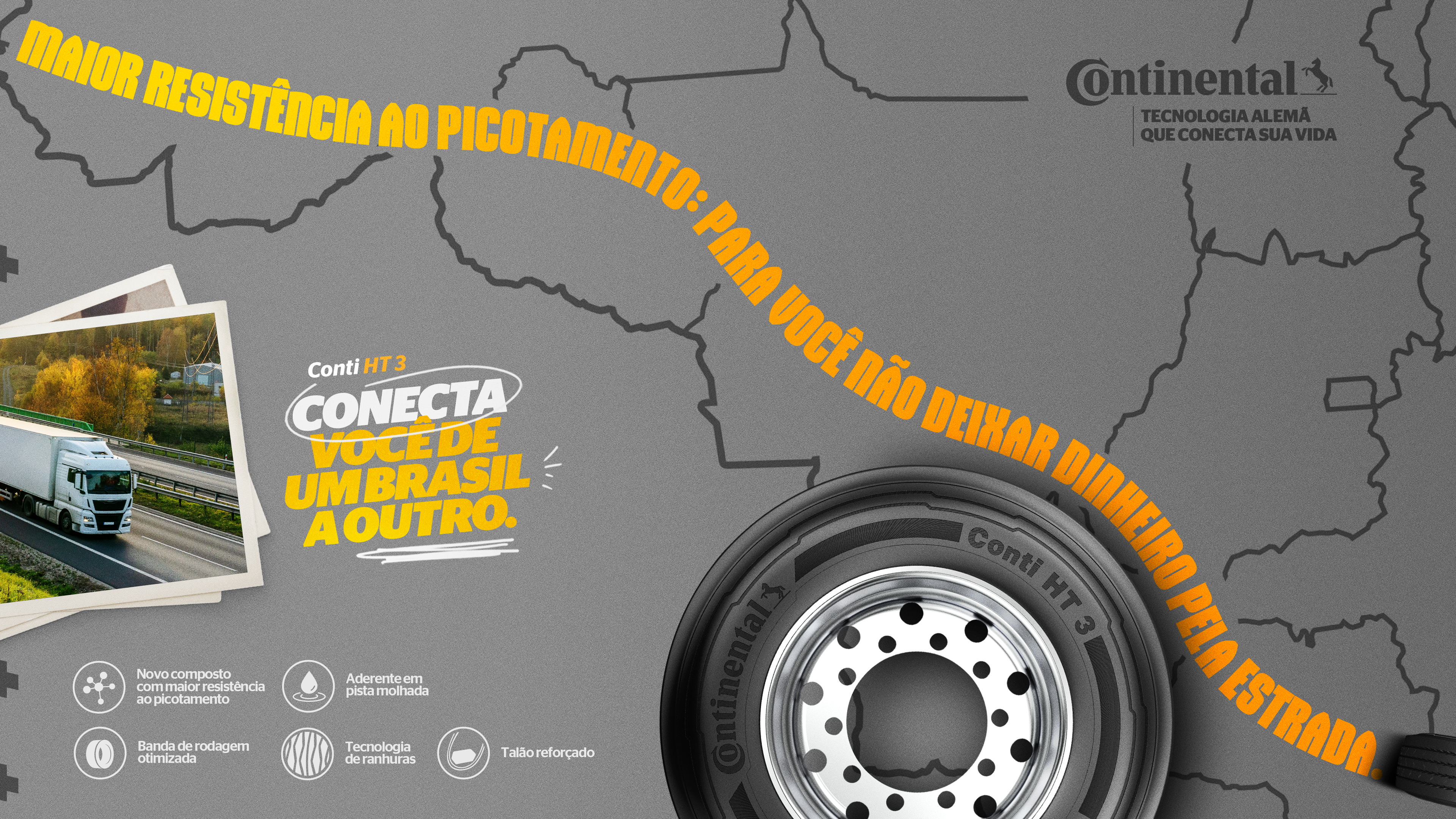 (arte da campanha de lançamento do pneu Conti HT 3)