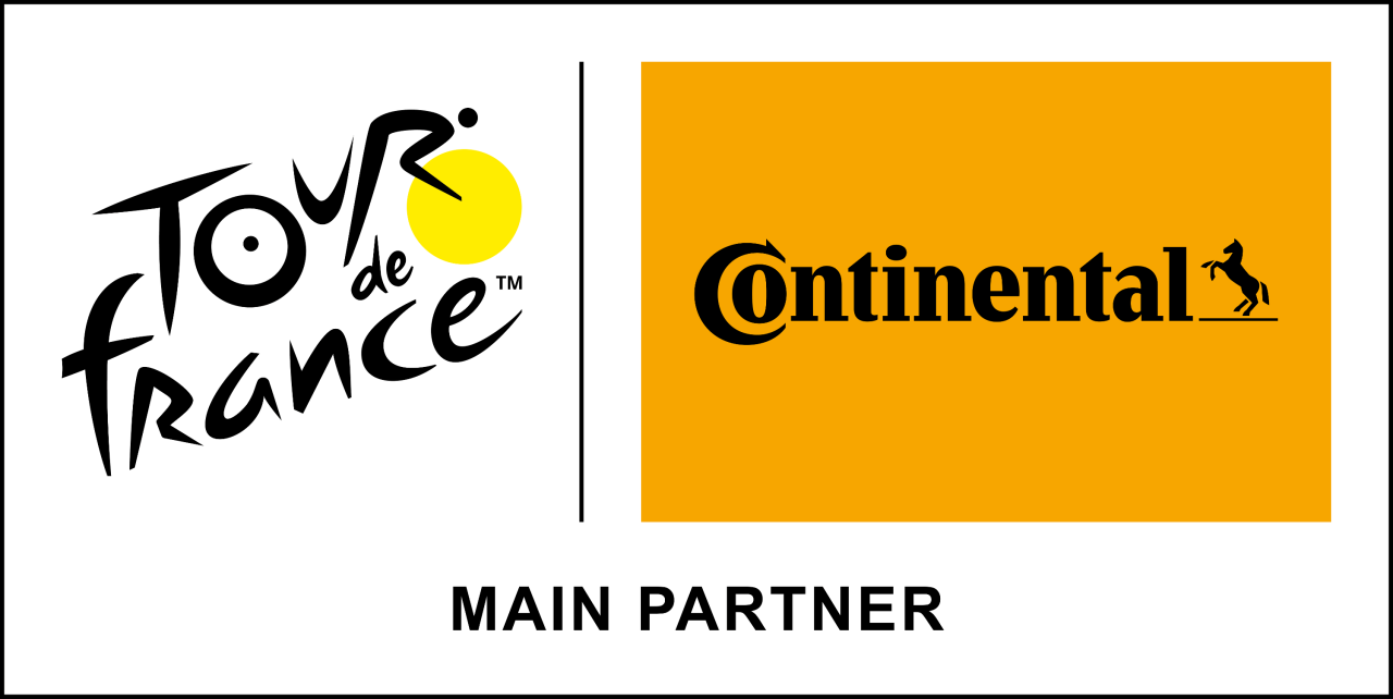 (Logo do Tour de France e logo da Continental Pneus)