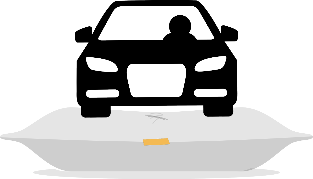 (desenho de carro confortavelmente em cima de um travesseiro)
